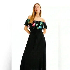 BNWT Desigual Long Blurry  Ruffle Dress Size XS